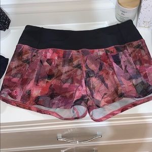 Pink pattern Lululemon 4” speed up short